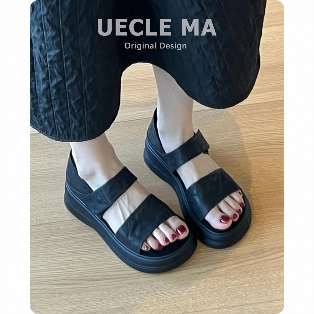 Sheepskin~ Platform sandals women's summer wear retro casual heightening skirt beautiful versatile soft-soled Roman shoes