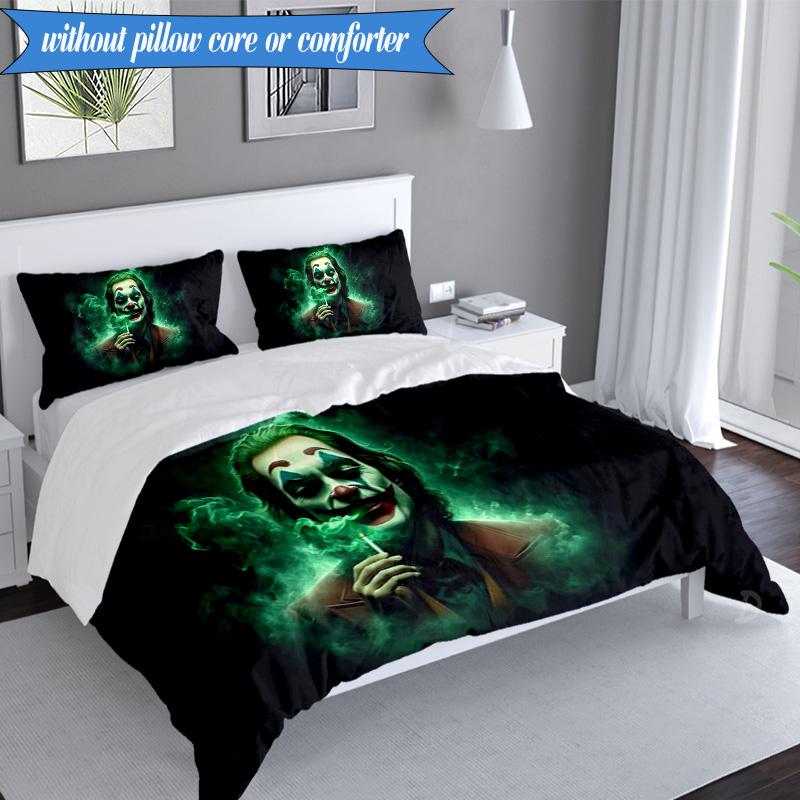 3PCS Clown Bedding Set Duvet Cover Closure Includes 1 Duvet Cover & 2 Pillowcases for All Seasons Bedroom Decor Christmas Fan gifts