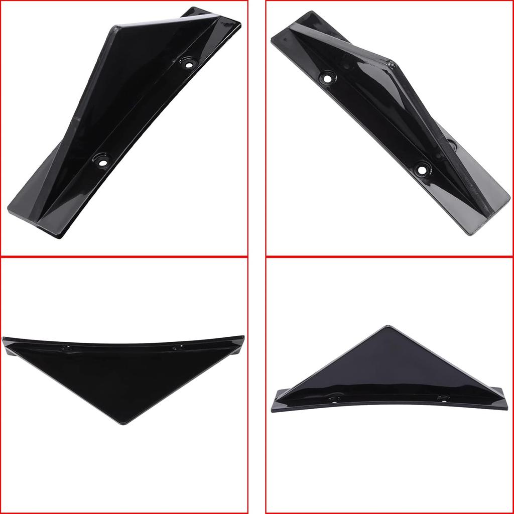 Gloss Black 4Pcs Universal Curved Shape Rear Bumper Diffuser Shark Fin Spoiler Trim Covers Decoration Set Lip Wing Splitter