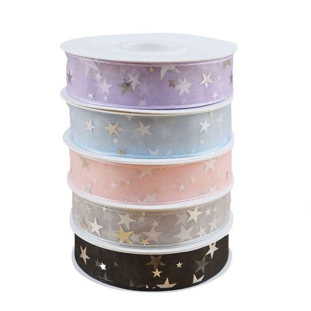 2.5cm Star Silk Ribbon Polyester Floral Bouquet Ribbon Creative Gifts Packaging Material