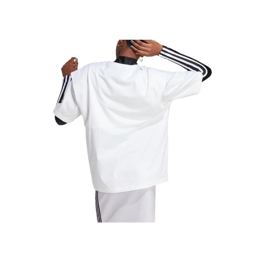 Adidas Large Logo Print Sports T-Shirt Women Tops White IC8806