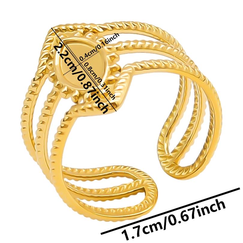 Fashion DIY Drip Oil Rhinestone Round Oval Water Droplets Blank Settings Open Adjustable Stainless Steel Ring For Women Men Gift