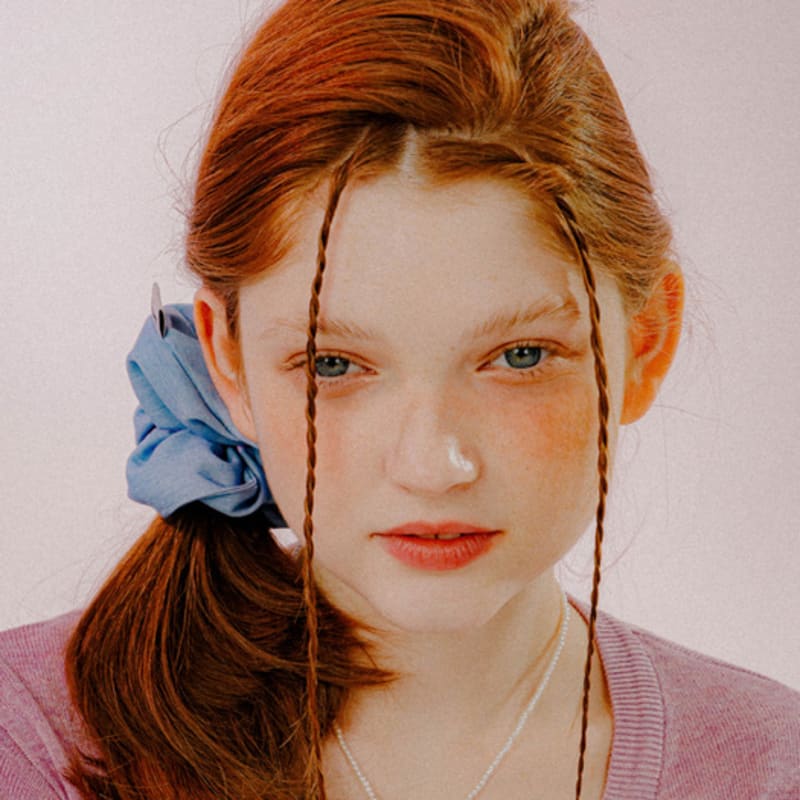 Mellotory Basic Denim Scrunchie (sky Blue)