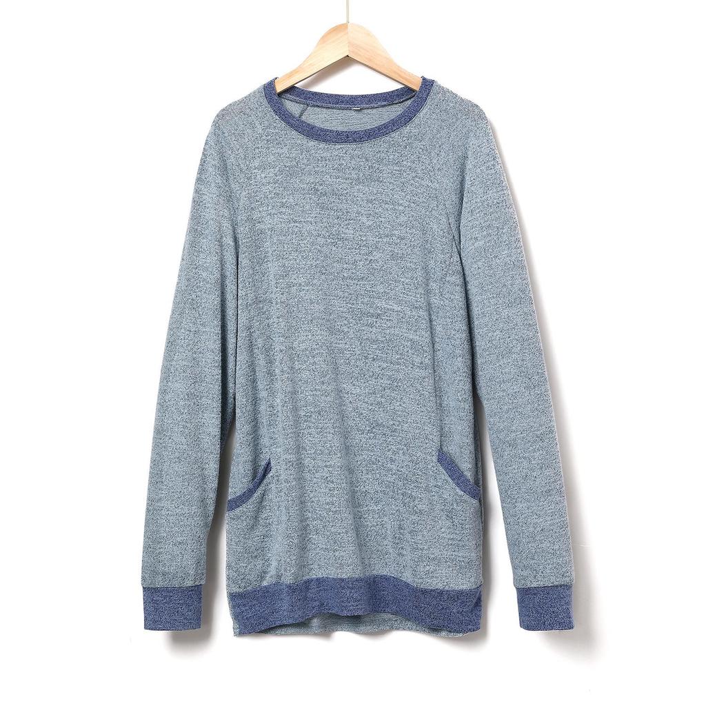 Sweatshirt à col rond bloc de couleur avec poche pour femme - Manches longues T-shirt décontracté