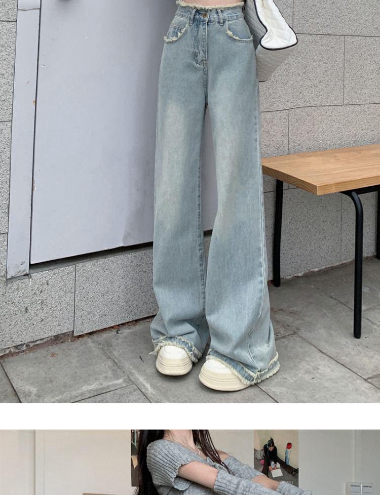 Women's Light Blue Wide-Leg Jeans, High-Waisted, Straight-Leg, Spring/Summer 2025 Fashion, Niche Design, Narrow Fit.