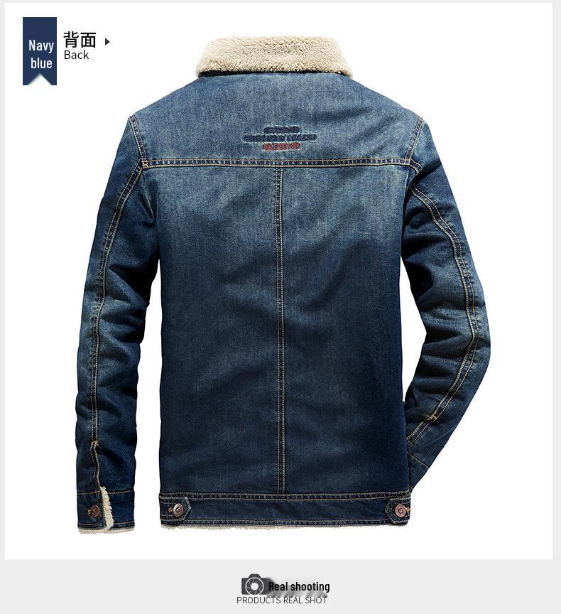 Men's Winter Velvet-Lined Thick Denim Jacket - Plus Size European & American Warm Cotton Coat, New Fashion.