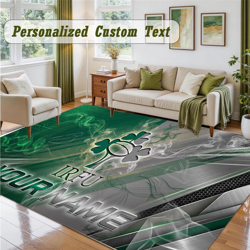 Crystal Velvet Square Rug Custom NameIreland Rugby Pattern Non Slip Home Floor Decor Rug