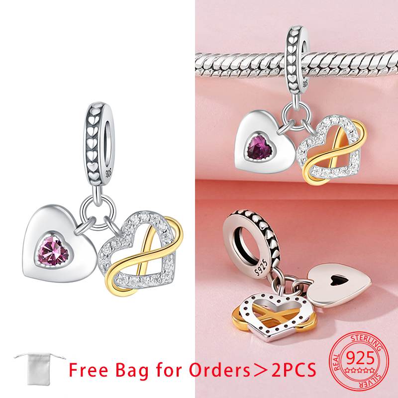 Original Charms Copper Gold Love Heart Pendant Beads Fit Bracelets Beads For Women Diy Jewelry Making Gift Fine Jewelry