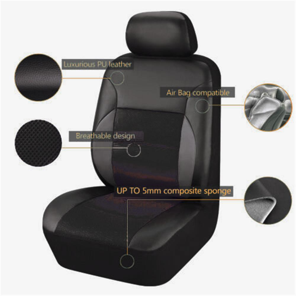 PU Leather Car Seat Covers Full Set Universal Diamond Lattice Styling Waterproof