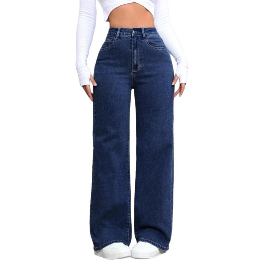 Cross-Border Plus Velvet Fashion Jeans for Women - European/American High Street Straight Loose Style