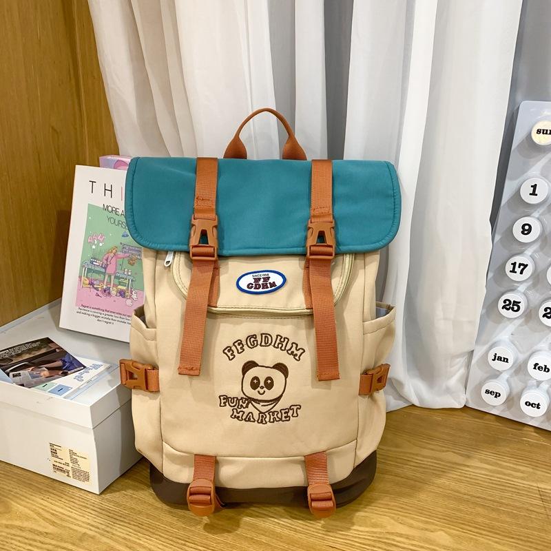 Color Block Backpack Student Schoolbag Women's Large Capacity Backpack