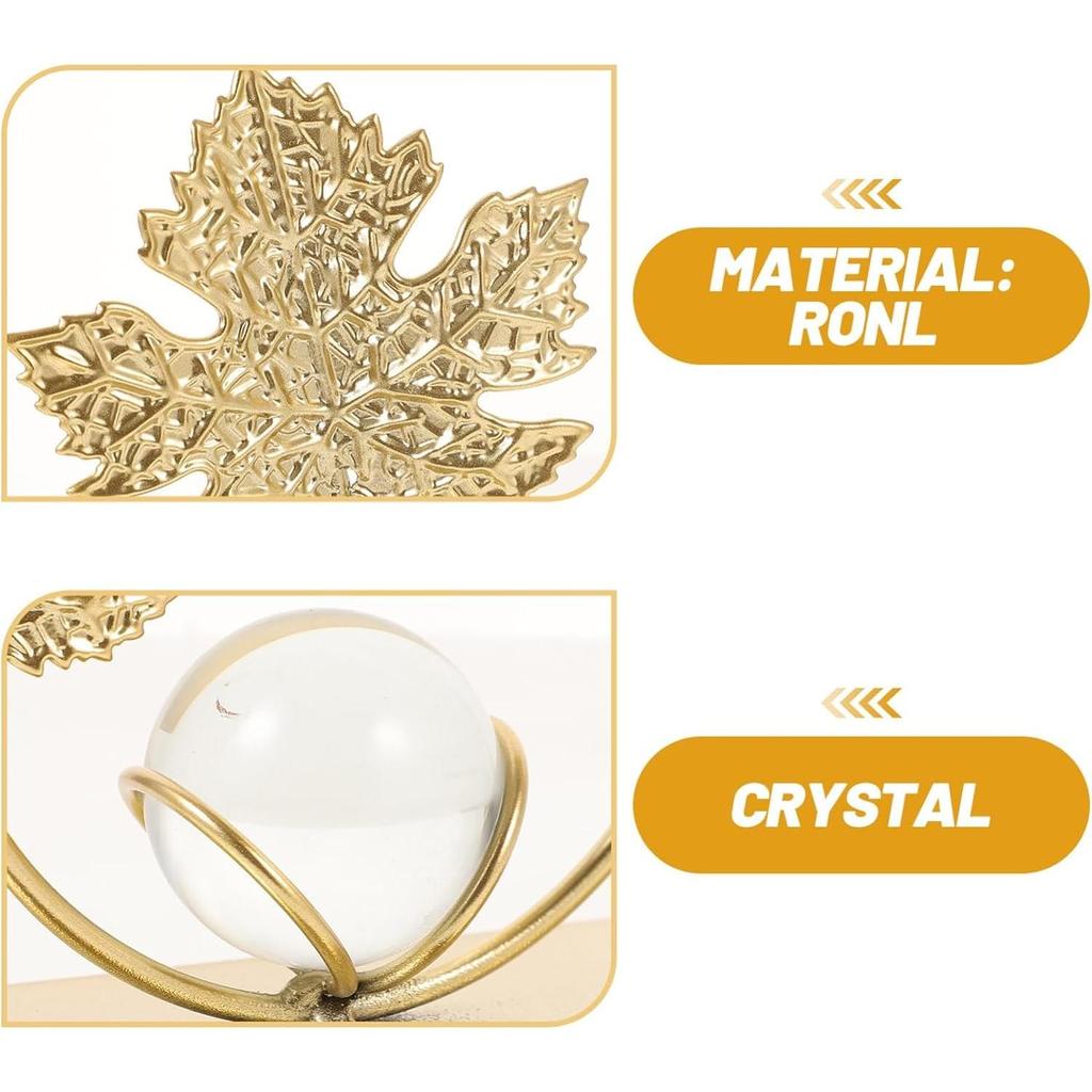 Leaf Sculpture Statue Decor Desktop Ornament Iron Sculptures Art Home Crafts Statues for Living Room Bedroom Office Shelves Decoration(Maple Leaf)