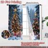 2pcs 2D Flat Printing Christmas Drapes Christmas Forest9 Durable Polyester Without Electricity Holiday Decorations Perfect for