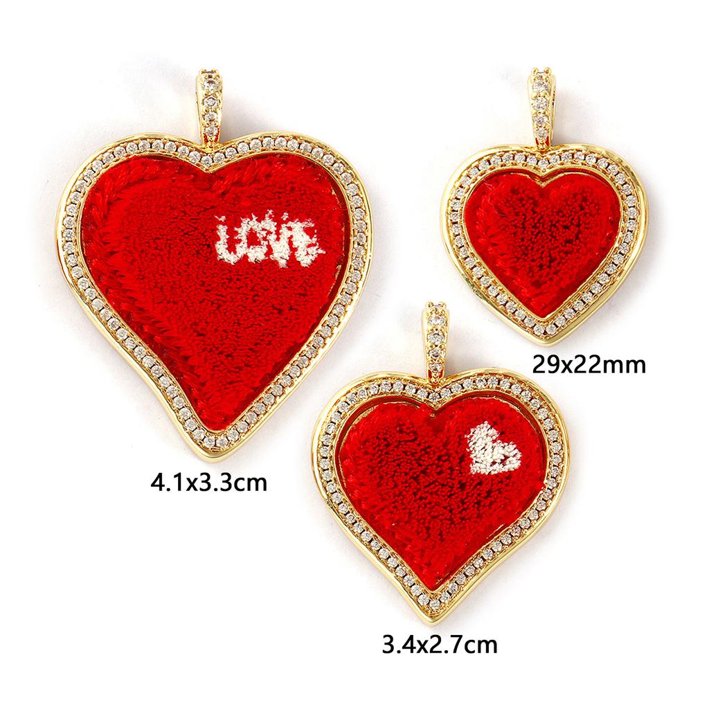 1 Stück Messing & Polyester Valentinstag Anhänger Rotes Herz Micro Pave Klare Kubikzirkonia Für Halsketten Schlüsselanhänger Schmuckherstellung