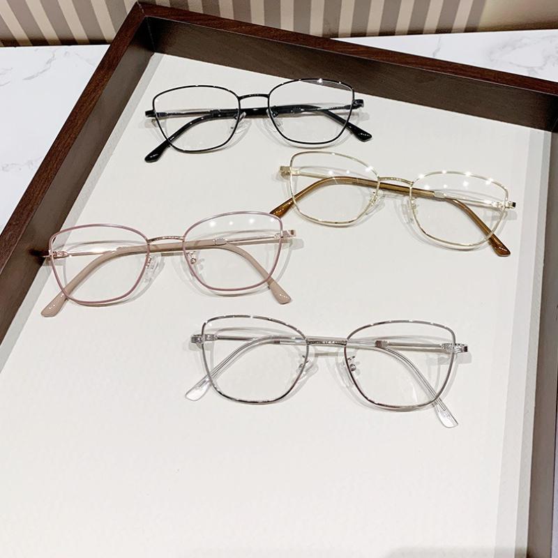 Metal Frame Cat Eye Glasses High-end Small Frame Near Sight Eyewear Transparent Anti Blue Light Glasses