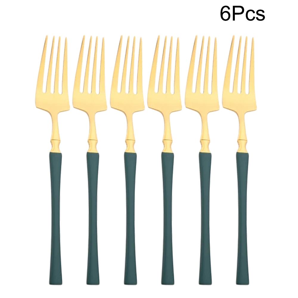 6Pcs Mirror Dinner Forks Cutlery Blakc Stainless Steel Fork Flatware Kitchen Silverware Western Dinnerware Restaurant Fork Set