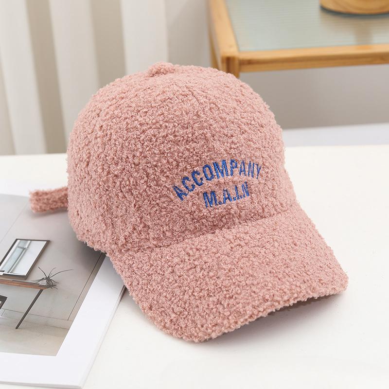Women's Hats Thickened Warm Baseball Caps Korean Style Imitation Lamb Velvet Showing Their Faces Small and Versatile Baseball Caps Students