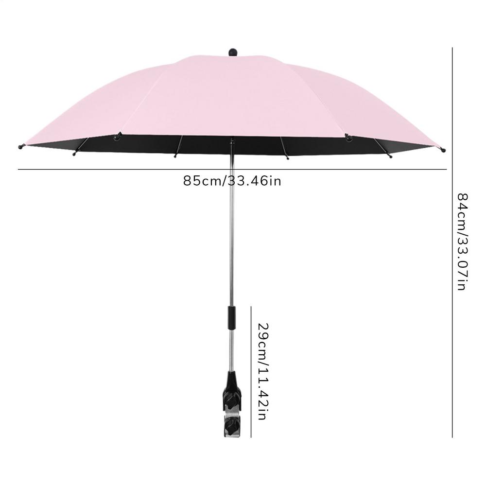 

Umbrella For Stroller Foldable Wheelchair Parasol With Clamp Portable Travel Supplies Pushchair Attachment For Outdoor розовый