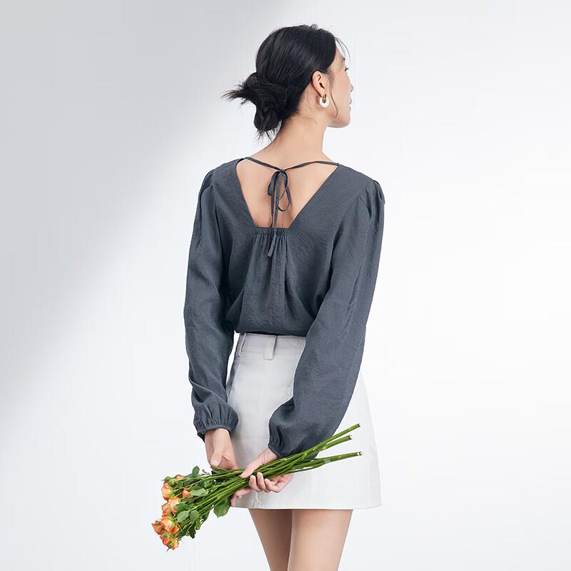 JOY SPEAKER Women's Round Neck Long Sleeve Loose Casual Blouse