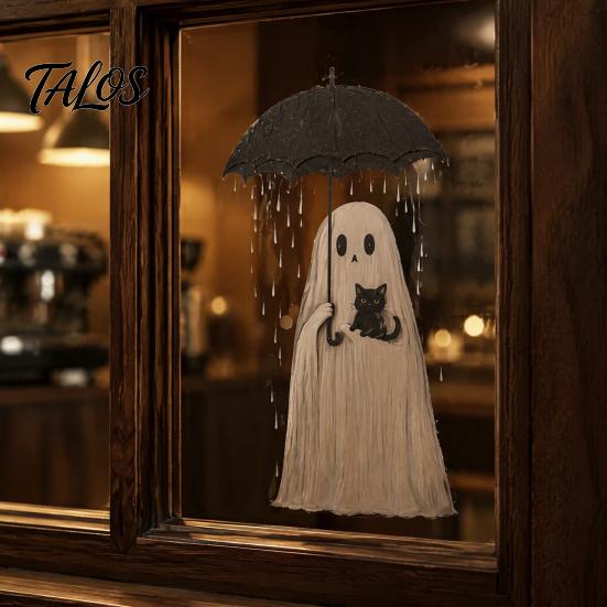 Removable Window Stickers Halloween Witch/Ghost Clings, Static Glass Stickers, Waterproof PVC Decals, Film Decorative for Home Store And Holiday Party