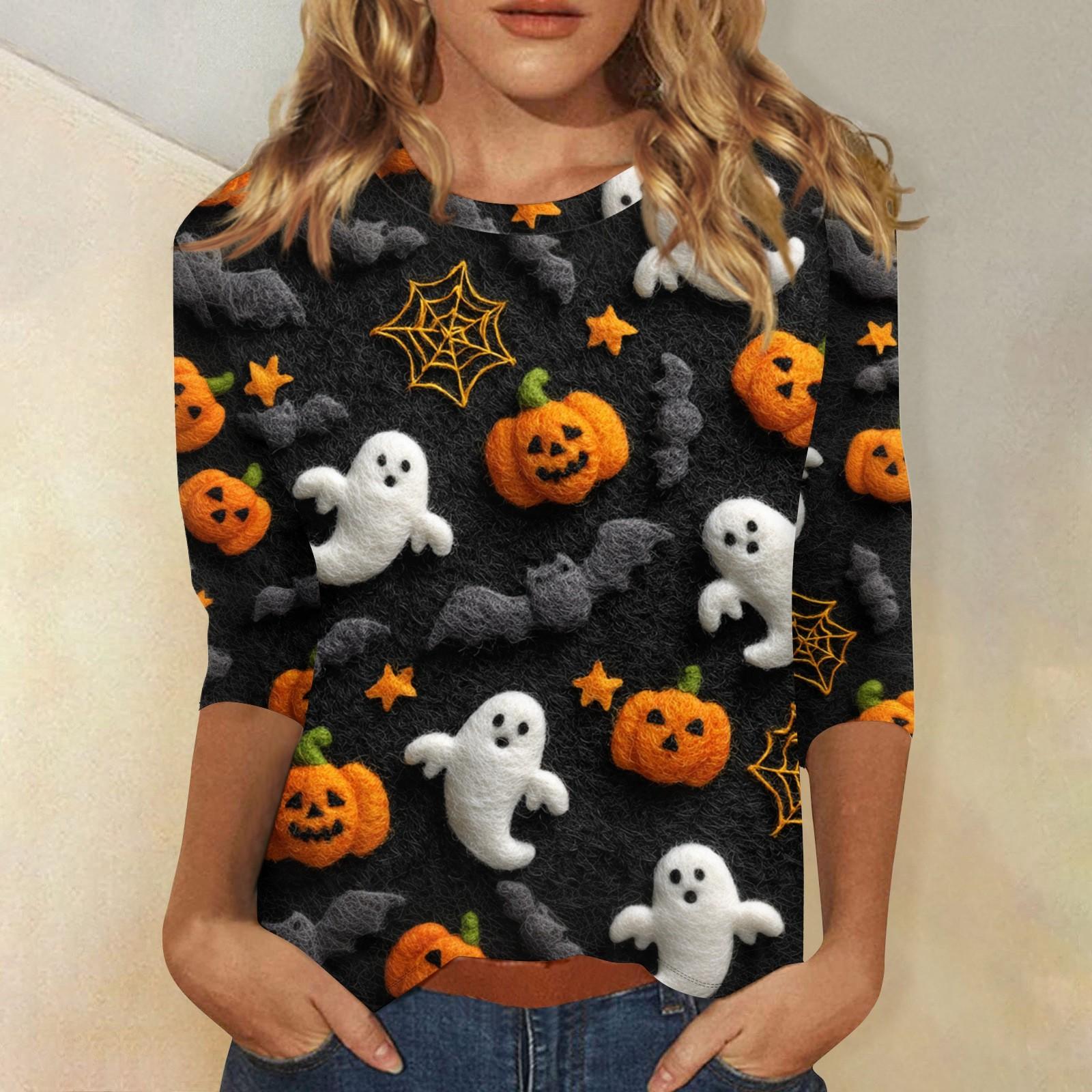 

Женская модная повседневная свободная футболка с круглым вырезом и рукавами 3/4 с принтом, женский топ XXL