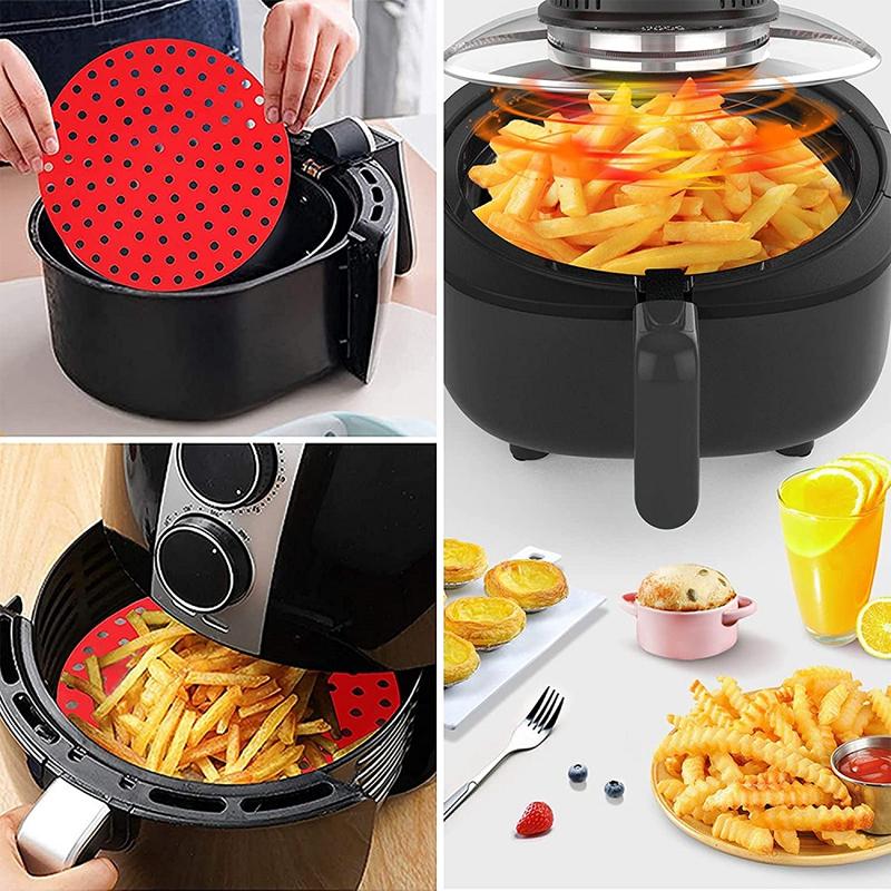1pc Reusable Non-slip Silicone Air Fryer Mat Square Round Liners Air Fryer Basket Protector Pot Mat Kitchen Accessories Gadgets