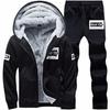 Men's Windproof Fleece-Lined Hooded Casual Set: Thick Autumn/Winter Loose Fit Warm Sports Pants