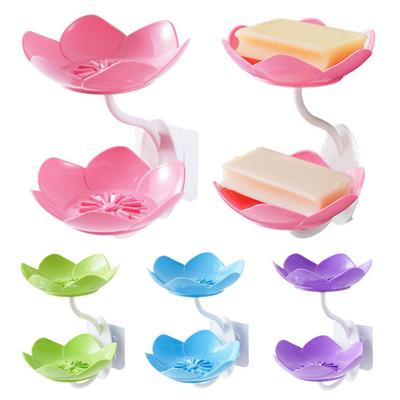 2/4Pcs Soap Box Double-Layer Design Suction Cup Soap Rack No Drilling Installation Bathroom