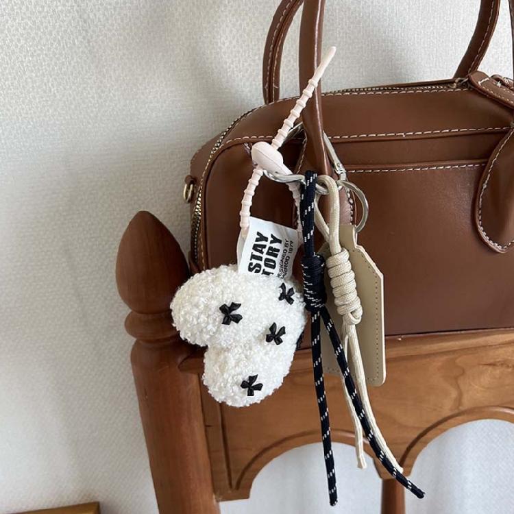 Trendy Cartoon Plush Keychains for Women Featuring Bowknot Love Designs Convenient for Bags And Car Decoration