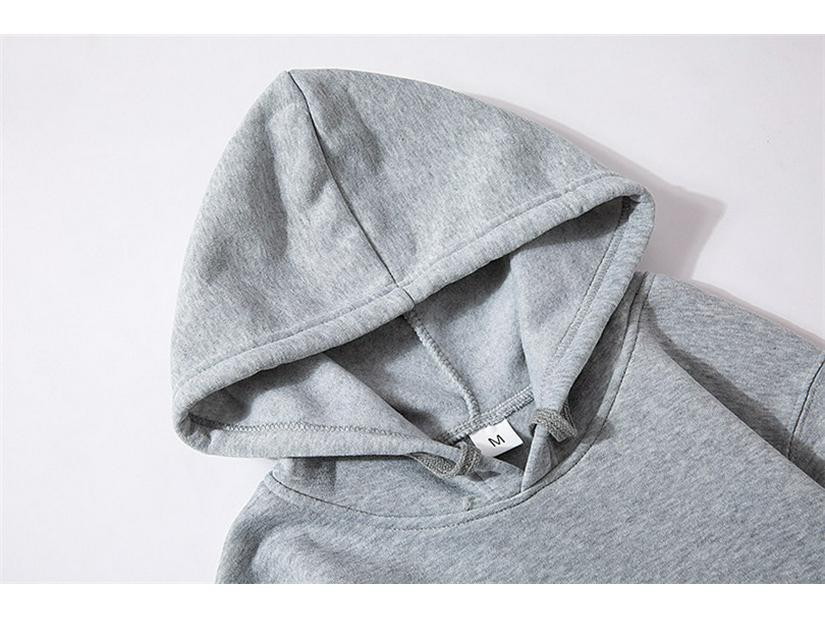 Unisex Fleece-Lined Thick Hooded Jacket - Solid Color, Trendy Autumn/Winter Style, Custom Logo Printing