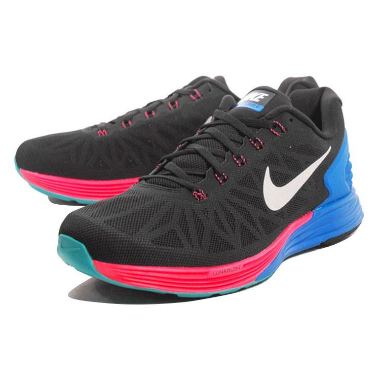 Nike Lunarglide 6 Bequeme Stoßdämpfung Rutschfest Atmungsaktiv Low-Top Laufschuhe Herren Sneaker Schwarz Rot Blau 654433-002