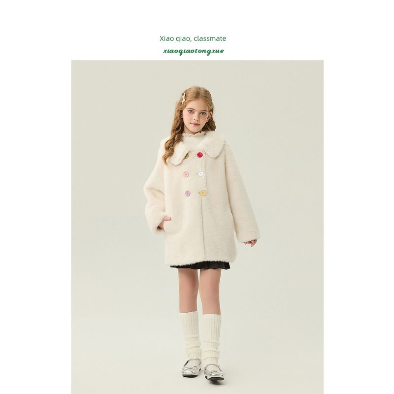 Children's Fur Coat 2025 Autumn and Winter New Style Girls' Imitation Mink Fur Coat for Little Girls Mid-Length Korean Style