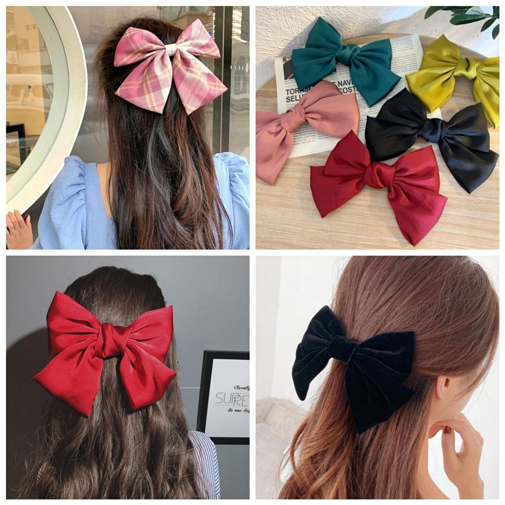 Big Hair Bow Ties Hair Clips Satin Two Layer Butterfly Bow For Women Accessories Barrettes for School Christmas Gift