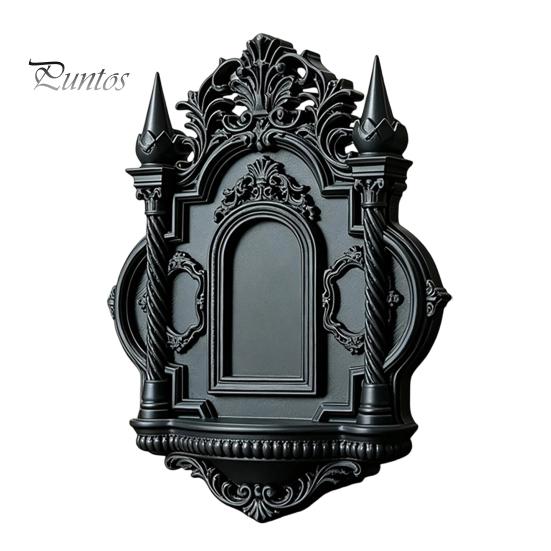 Dark Academia Room Decor Gothic Wall Shelf, Vintage Floating Shelf for Bedroom And Living Room, Matte Black Decorative Display Wall-Mounted Rack with