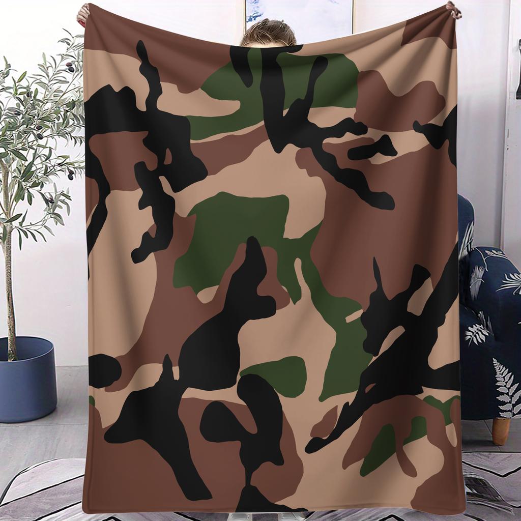 Blätter-Camouflage-Muster Flanell-bedruckte Decke geeignet für alle Jahreszeiten geeignet für Wohnzimmer Büro Sofa und Reise