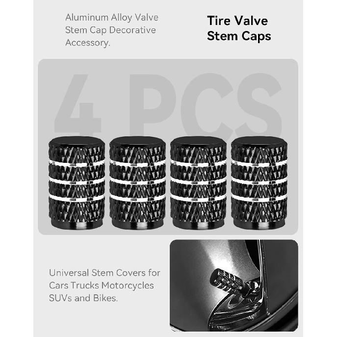 4PCS Tire Valve Stem Caps for Tesla Model Y X S 3, Aluminum Alloy Valve Stem Cap Universal Stem Covers Accessory(Corrosion Resistant Black)