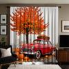 2pcs set HD Halloween Maple Leaf tree under the nostalgic classic car pumpkin decorative curtain Black tie digital printed cu