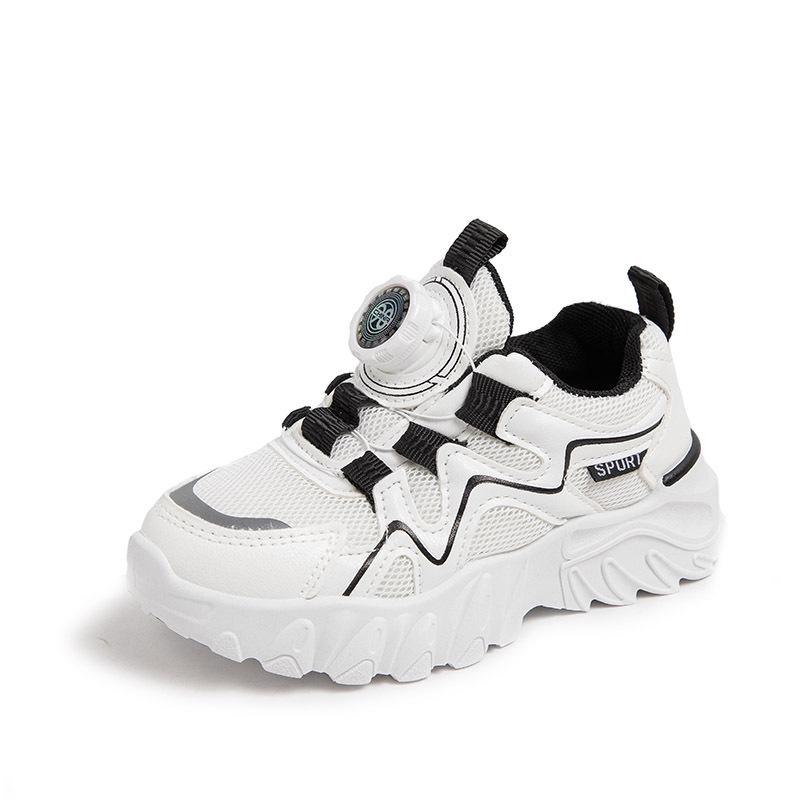 Children's Sneakers 2025 Spring and Autumn New Boys' Sneakers Mesh Breathable Middle and Old Children's Rotating Buttons Girl Tide