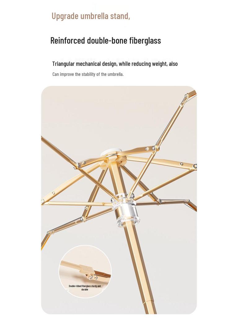 Compact Women's Mini Folding Sun and Rain Umbrella - UV Protection, Dual-Use with Color Glue.