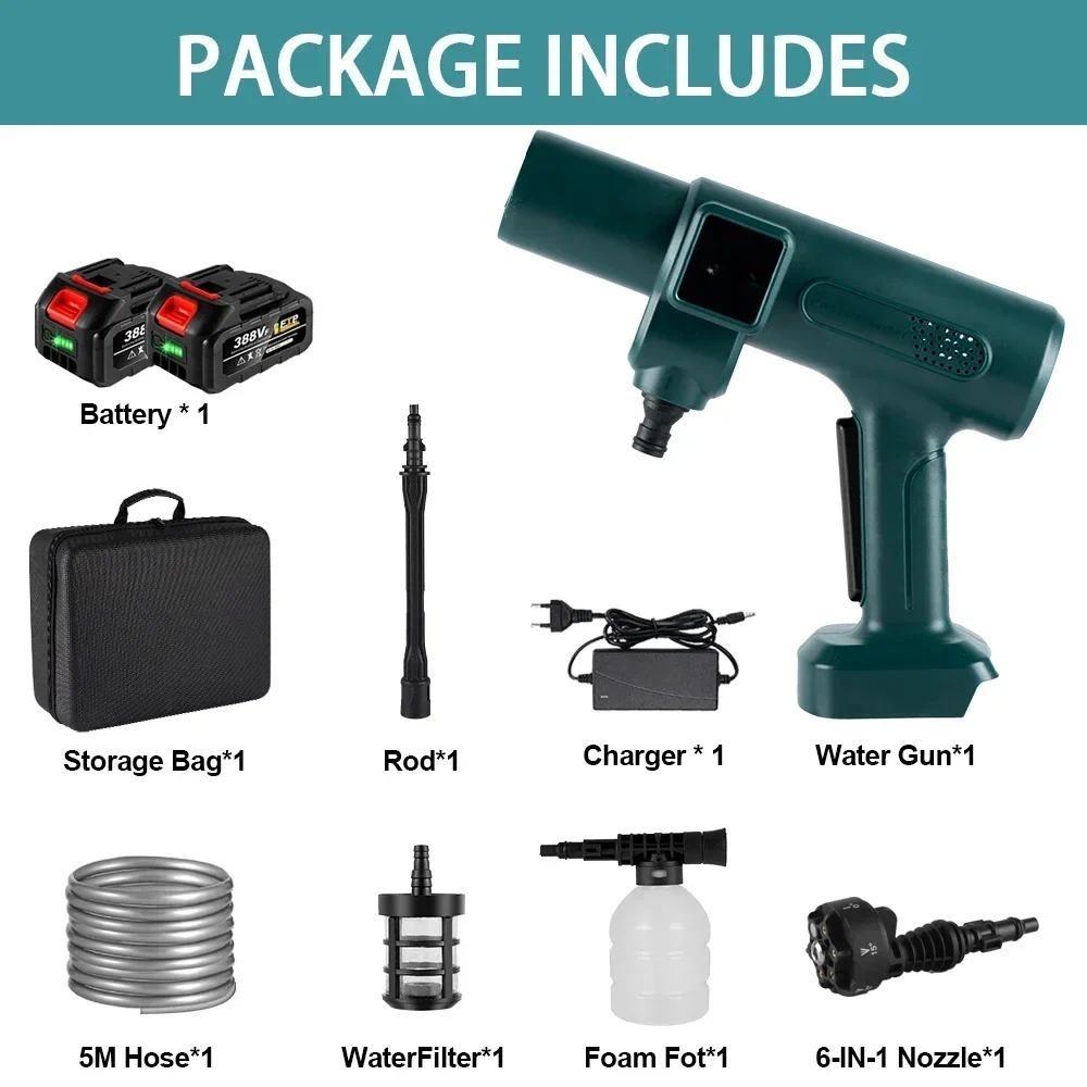 3500W 200Bar 6 IN 1 Portable Cordless Rechargeable Car Garden Power Tool Brushless Electric Car Washer Gun