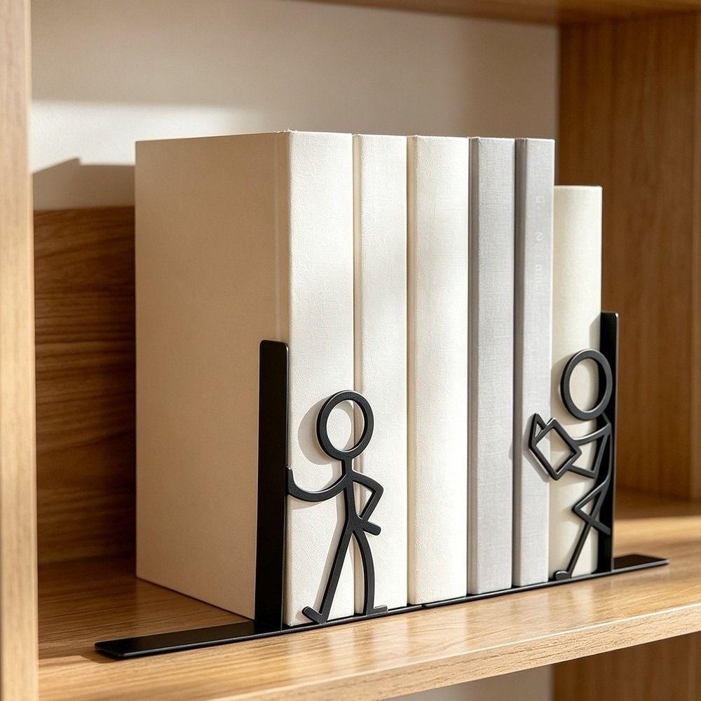 1Pair Stick Figure Book Holder Human Shape Book Stopper  School Office Supplies