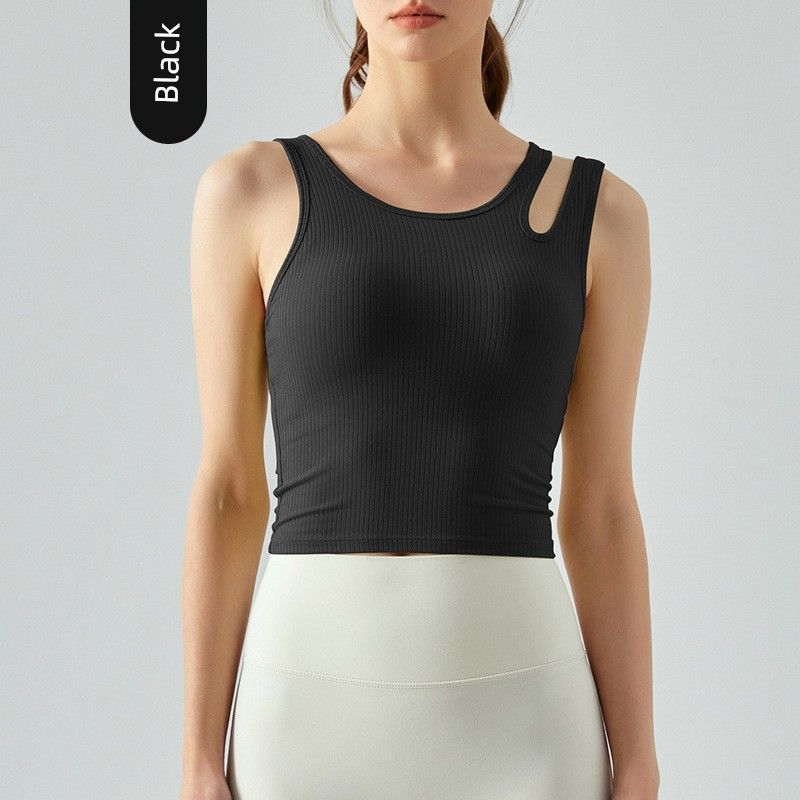 With Chest Pad New Arrival Rib Slim-Fit Yoga Wear Beauty Back Vest Running Sports Quick-Drying Workout Clothes Tops Women's Spring and Summer
