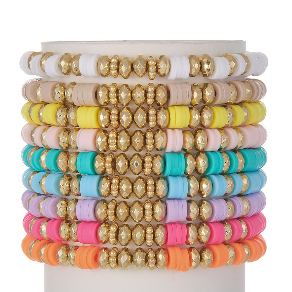 Boho-Armbänder Set Mit bunten runden geometrischen Acryl-Design Für Frauen