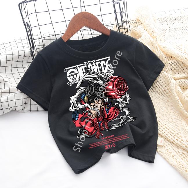 2026 Summer Anime Monkey D Printed Tshirt Kids boys Clothing Fashion Casual Street Tshirt Y2k