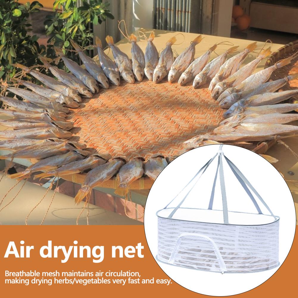 4 Layer Fish Hanging Basket Removable Fine-Grained Grid for Flowers Buds Plants Organizer Drying for Fish/Vegetables/Fruit/Herbs