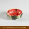 Hand-Painted Watermelon Design Large Ceramic Noodle Bowl with Underglaze Snails Pattern - Fresh, Deep & Stylish.