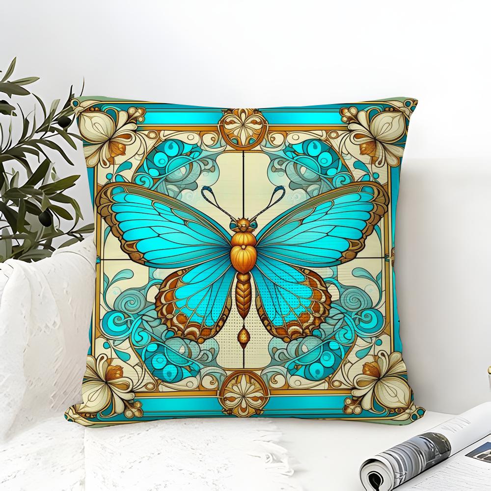 Natural Beautiful Floral And Butterfly Prints Pillow Case Linen Pillow Case Sofa Home Decor Cushion Cover Cushion Cove