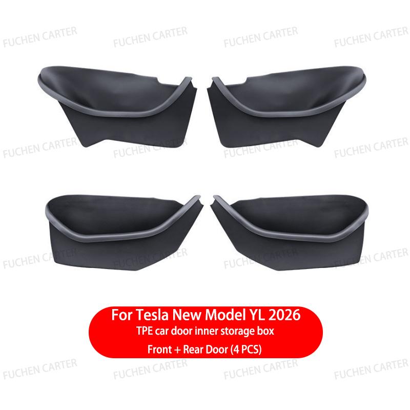 For Tesla Model YL Launch 2026 Door Side Storage Box Full-Cover TPE Front and Rear Interior Storage Box Accessories