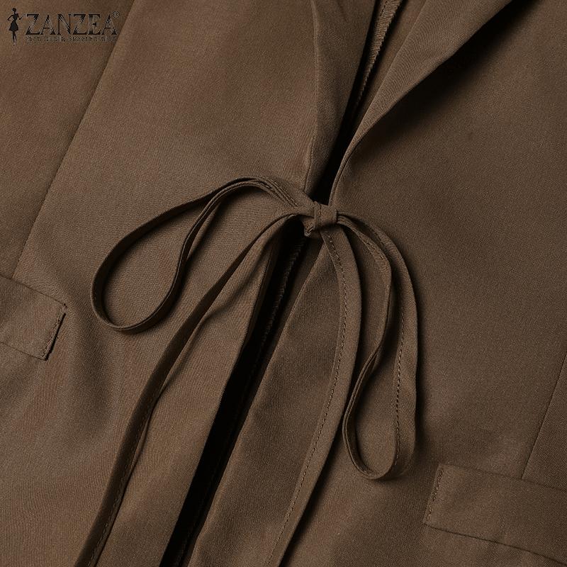 ZANZEA Vestă de damă cu rever fără mâneci buzunare buzunare