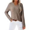 Women's Solid Color V Neck Long Sleeved Top